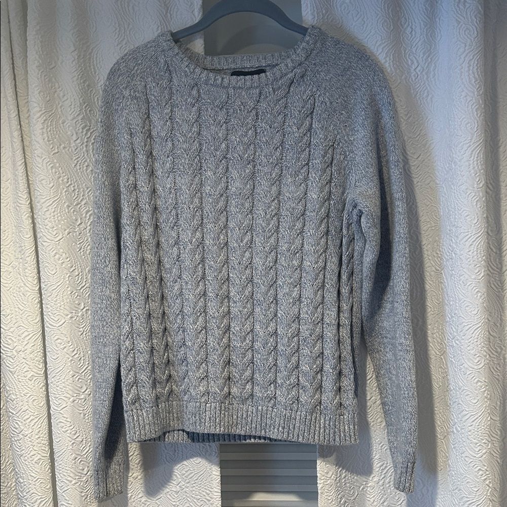 Lands' End Drifter 100% Cotton Marled Light Blue Sweater Large